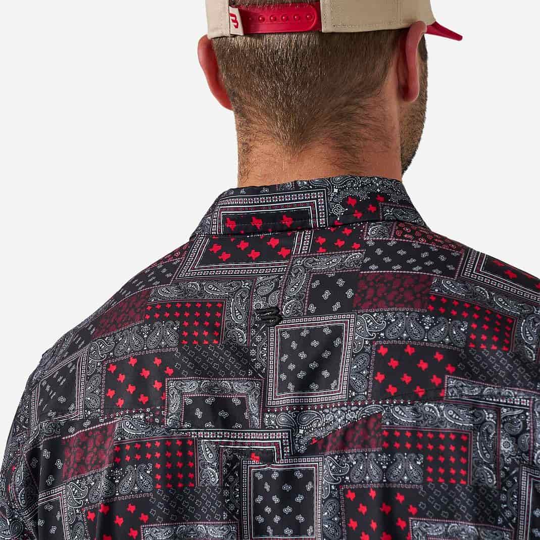 Performance Western Shirt - Texas Paisley - Black and Red