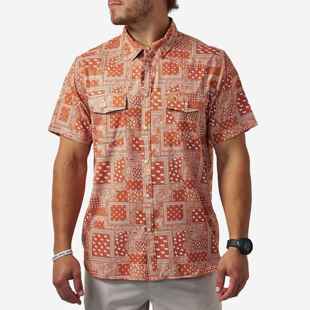 Performance Western Shirt - Texas Paisley - Orange