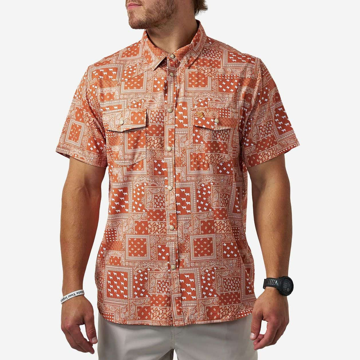 Performance Western Shirt - Texas Paisley - Orange