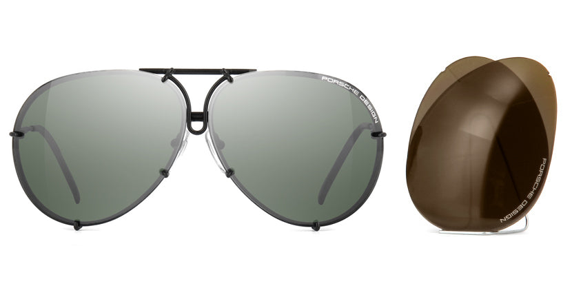 Porsche Design 8478 D Black Frame - Dk Green + Brown Lenses - As Seen On Khloe Kardashian & Kendall Jenner - Black Friday Special