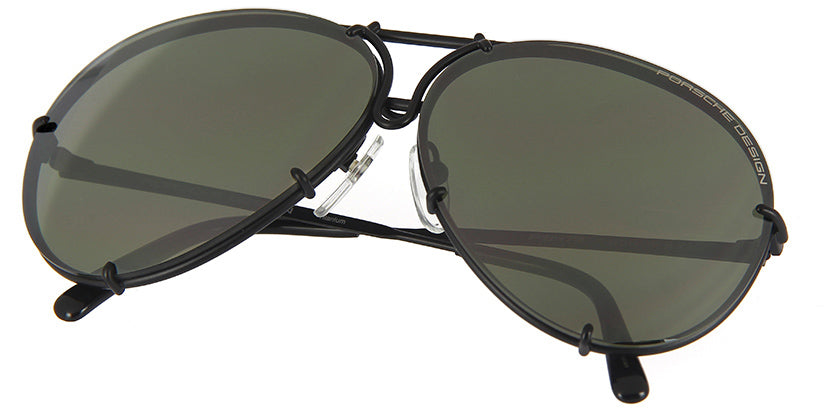 Porsche Design 8478 D Black Frame - Dk Green + Brown Lenses - As Seen On Khloe Kardashian & Kendall Jenner - Black Friday Special