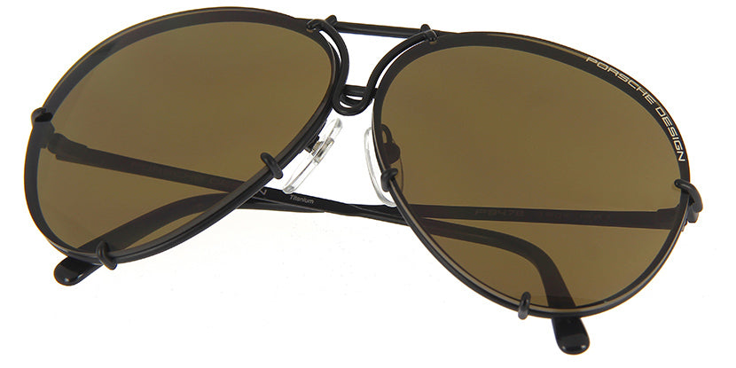 Porsche Design 8478 D Black Frame - Dk Green + Brown Lenses - As Seen On Khloe Kardashian & Kendall Jenner - Black Friday Special