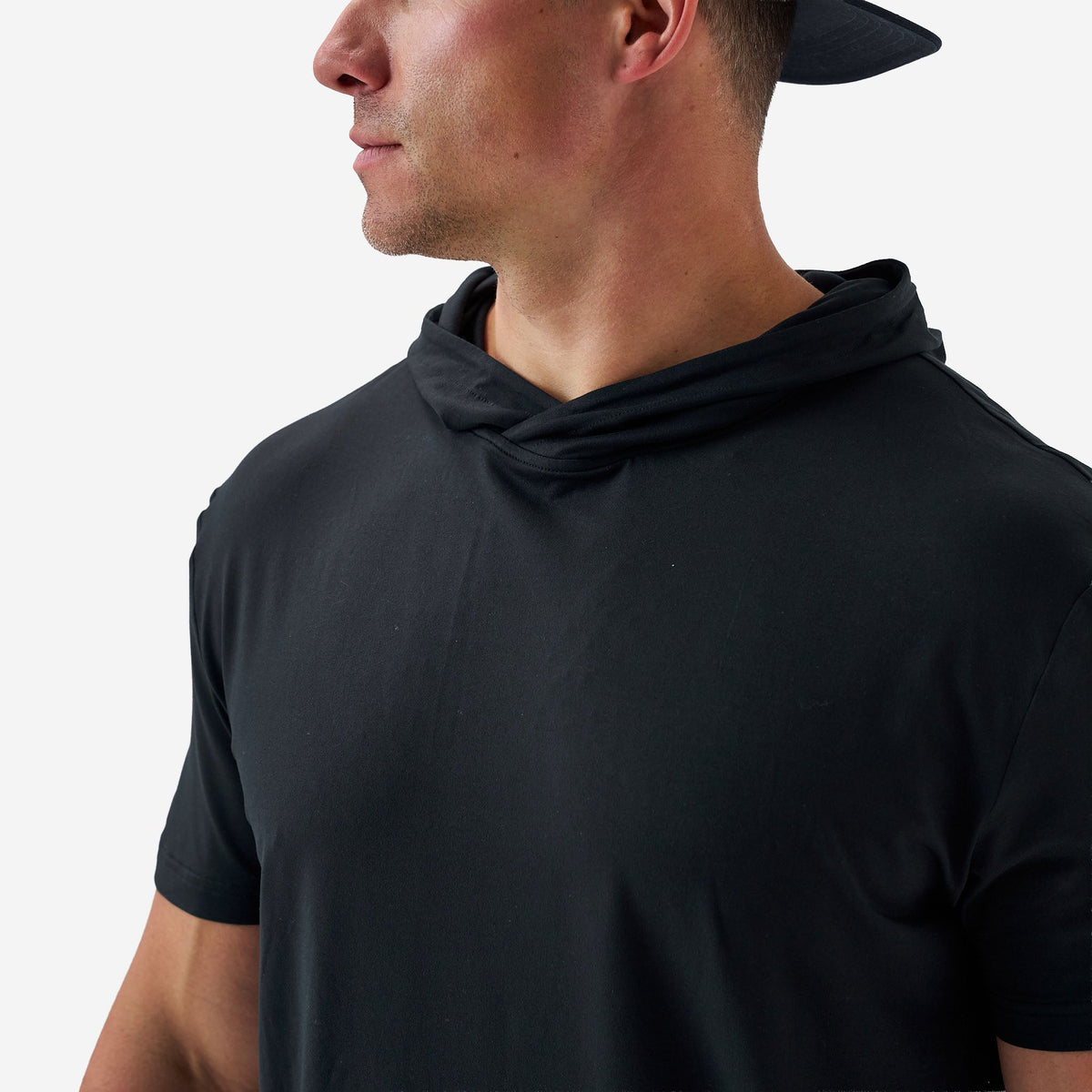 Short Sleeve Performance Hoodie - Black