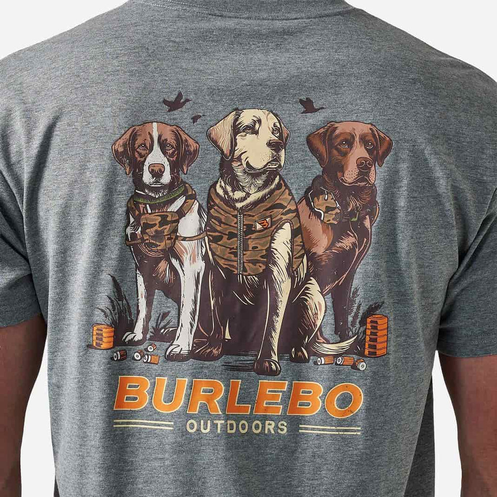 Short Sleeve Tee - Camo Duck Dogs - Dark Heather Grey