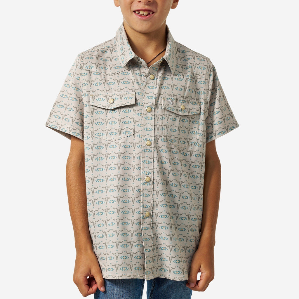 Youth Performance Western Shirt - Skull Rancher