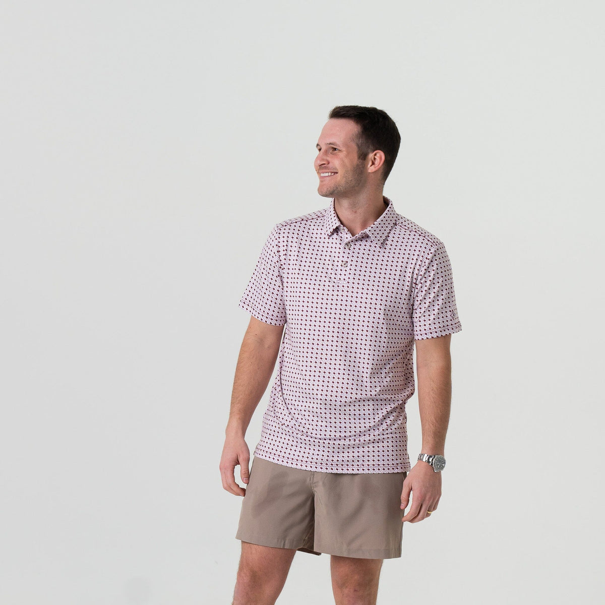 Performance Polo - Texas - White & Maroon