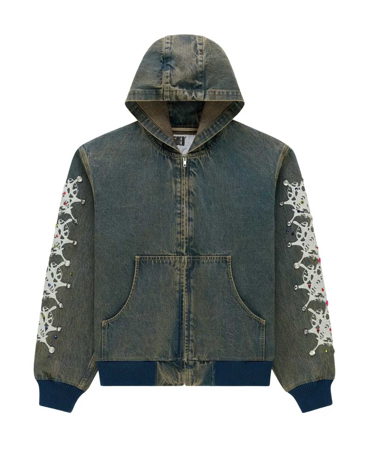 Sp5der Webstone Hooded Denim Work Jacket Indigo