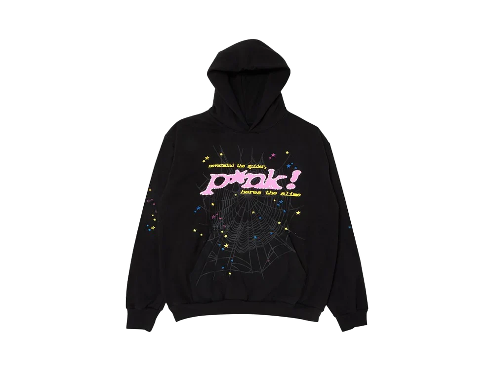 Sp5der P*nk Hoodie Black