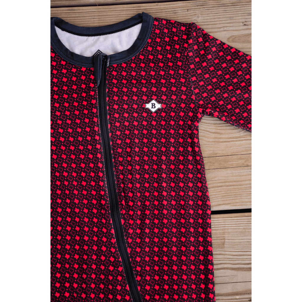 Baby Zip Up - Texas - Black & Red