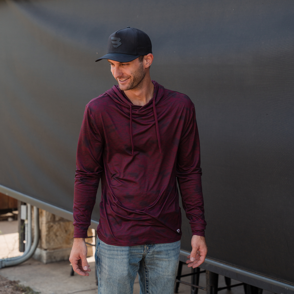 Performance Hoodie - Maroon Texas Camo