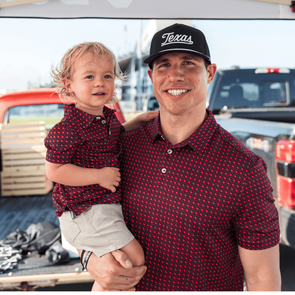 Youth Performance Polo - Texas - Black & Red