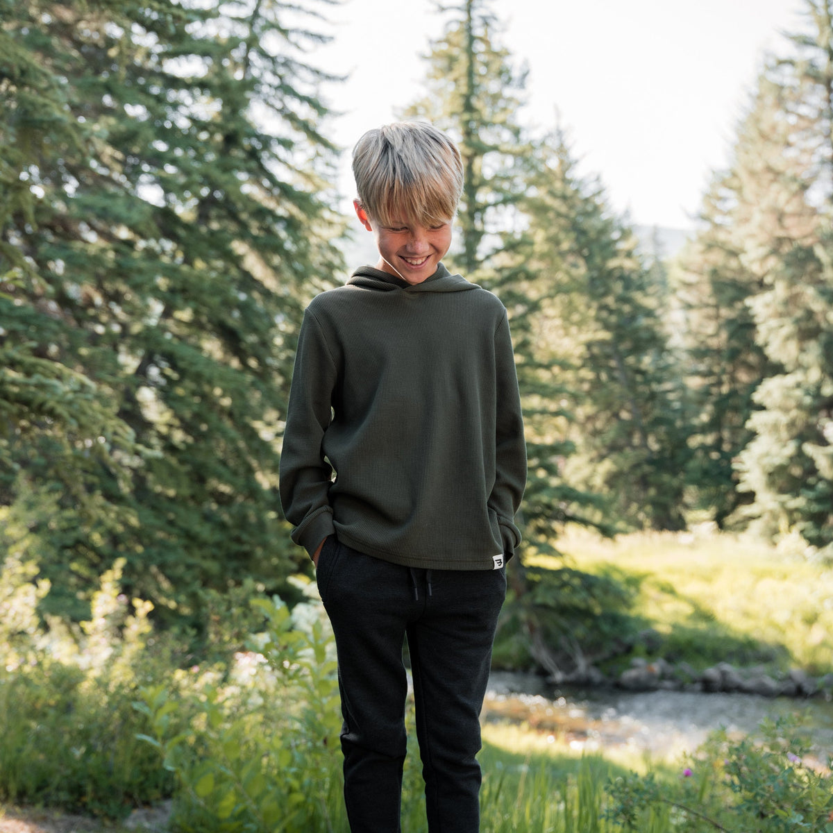 Youth Thermal Hoodie - Mallard Green