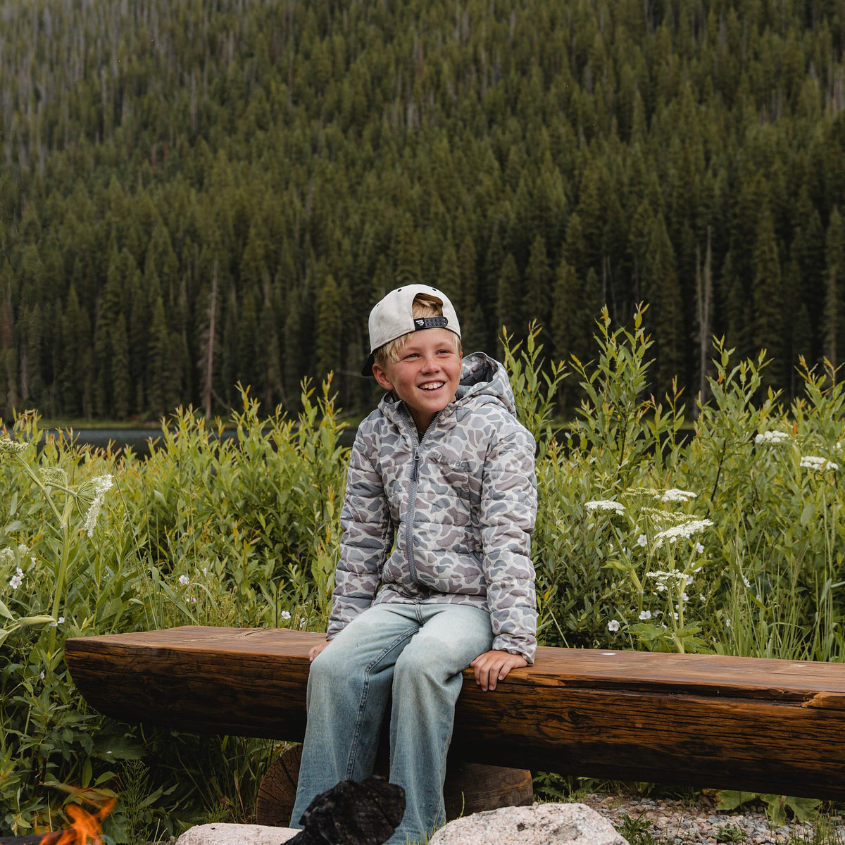 Youth Puffer Jacket - Classic Deer Camo