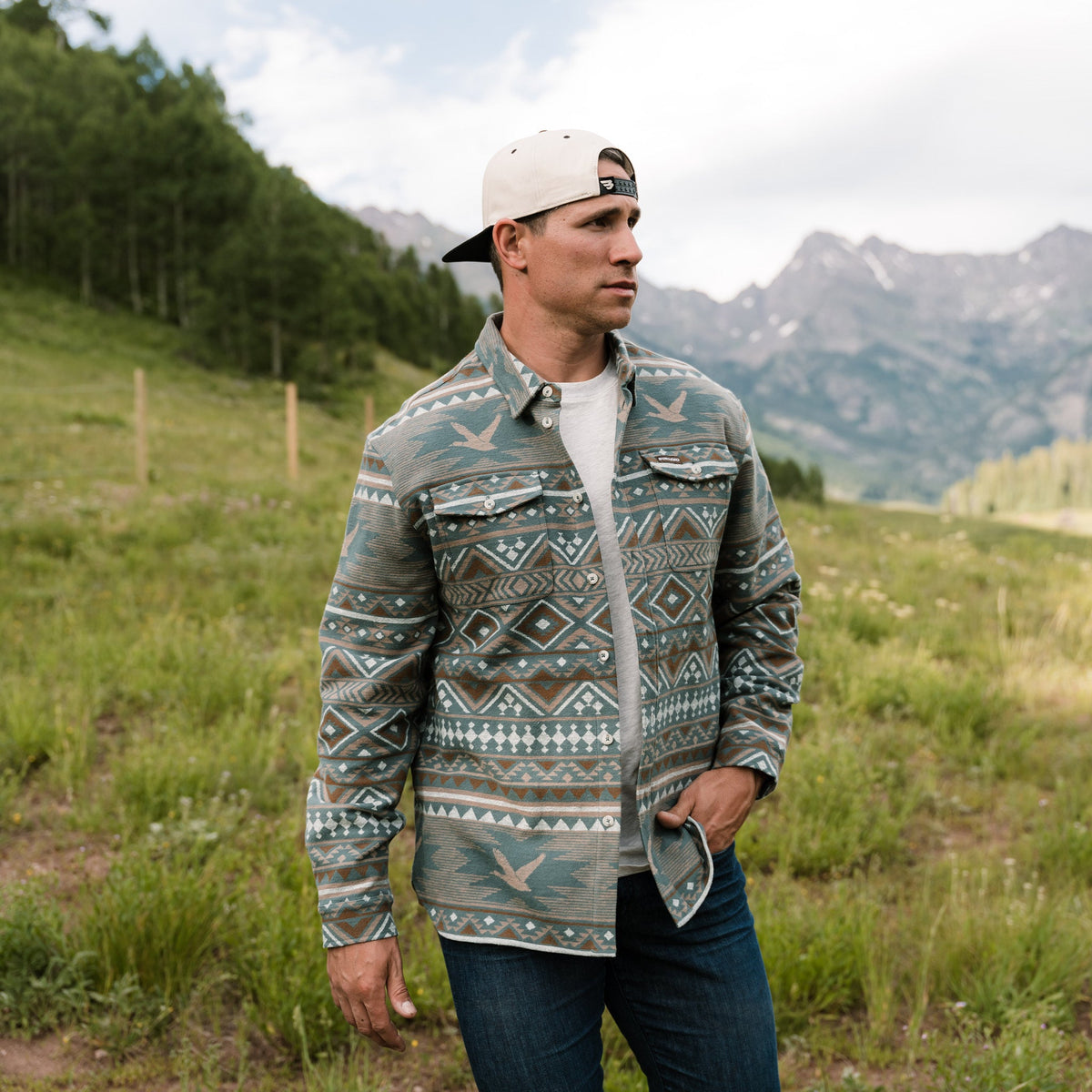 Vintage Heavyweight Flannel - Mallard Aztec- Olive