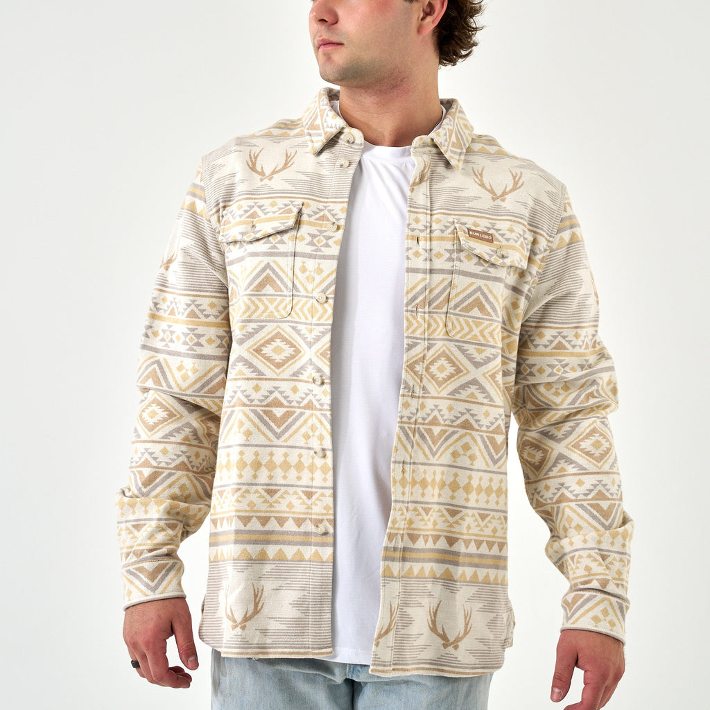 Vintage Heavyweight Flannel - Whitetail Aztec - Cream