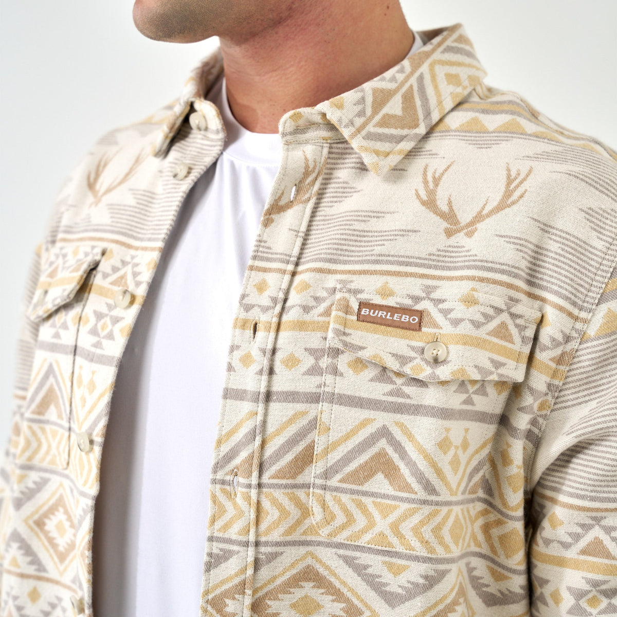 Vintage Heavyweight Flannel - Whitetail Aztec - Cream