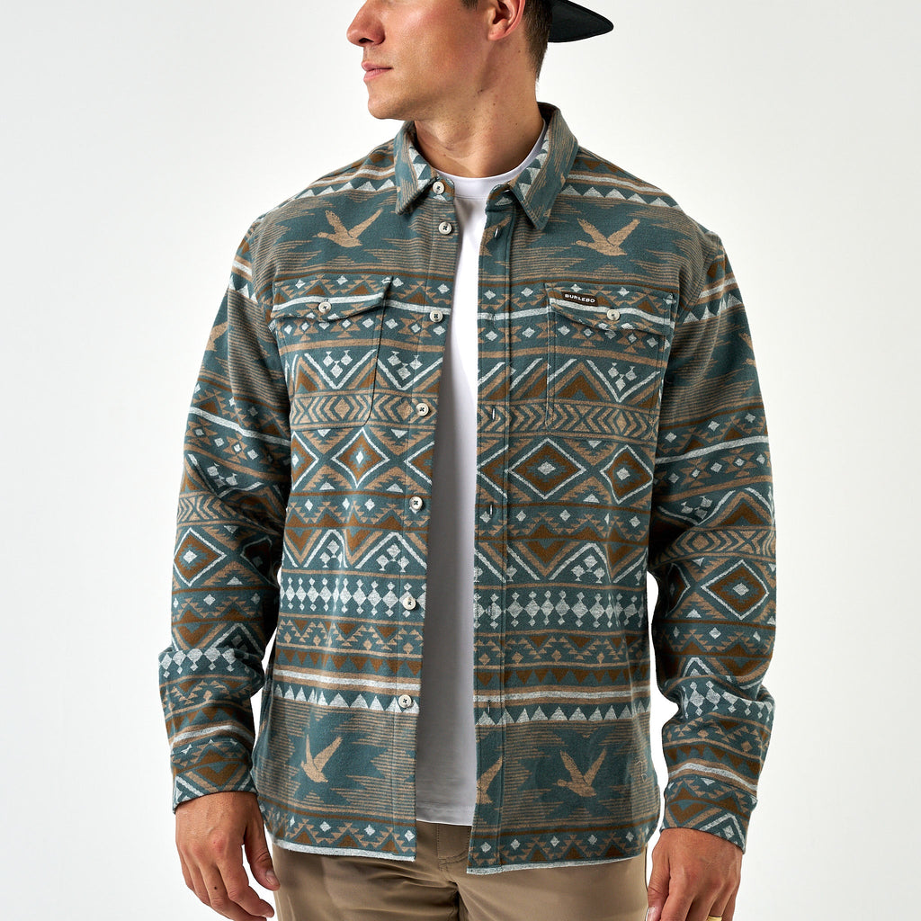 Vintage Heavyweight Flannel - Mallard Aztec- Olive
