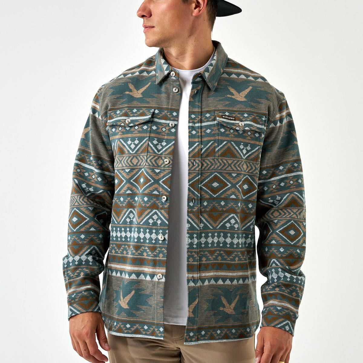 Vintage Heavyweight Flannel - Mallard Aztec- Olive