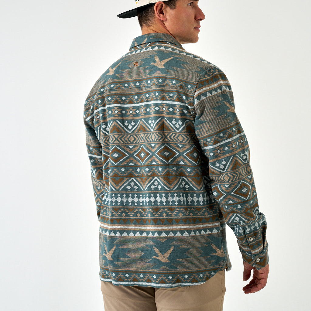 Vintage Heavyweight Flannel - Mallard Aztec- Olive