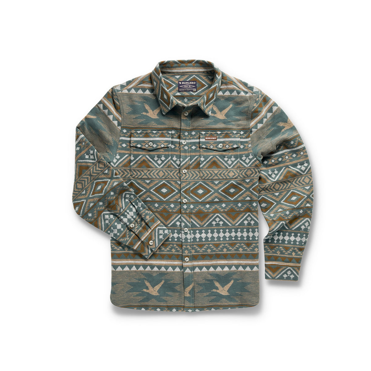 Vintage Heavyweight Flannel - Mallard Aztec- Olive