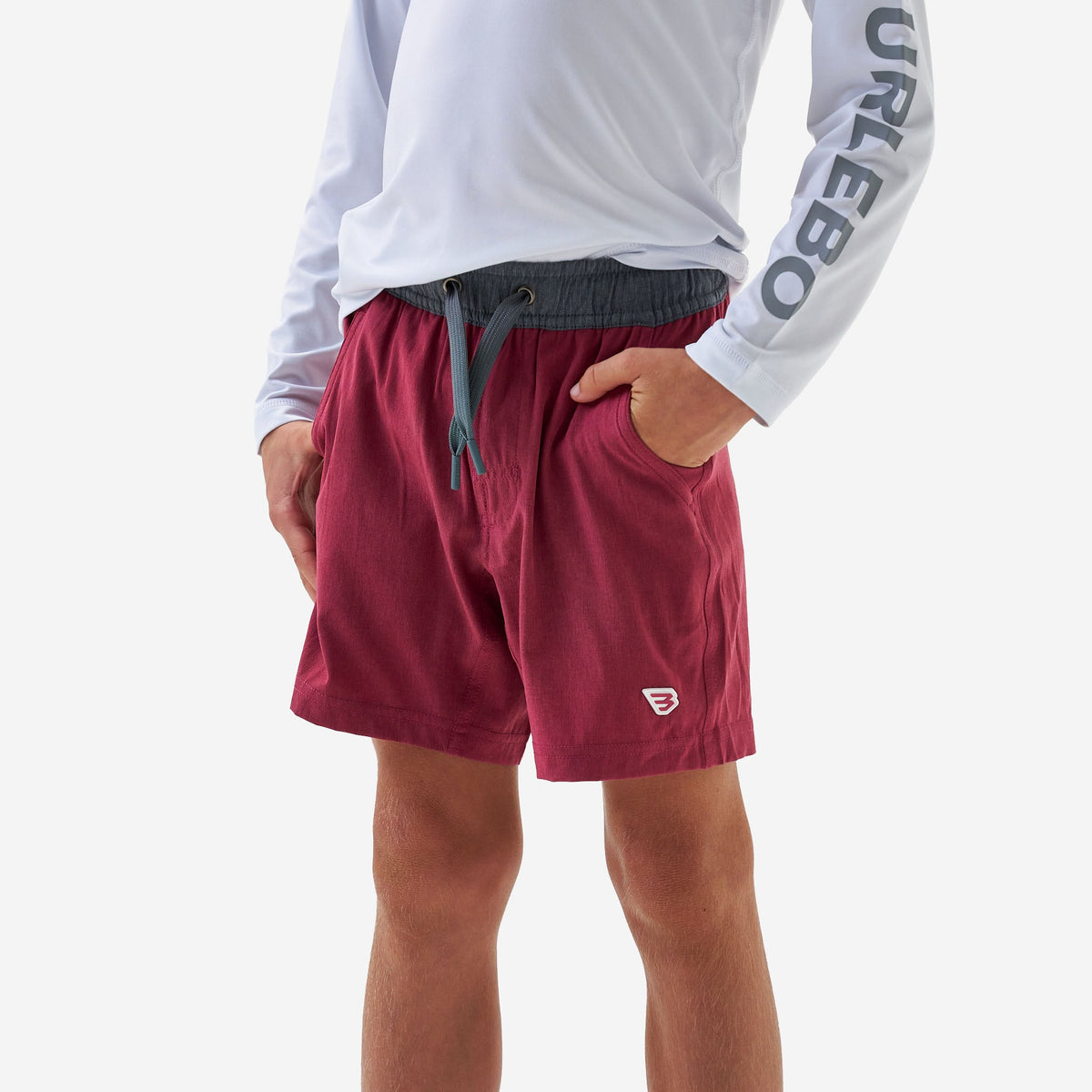 Youth Athletic Short - Cardinal - Topo Desert Camo Liner