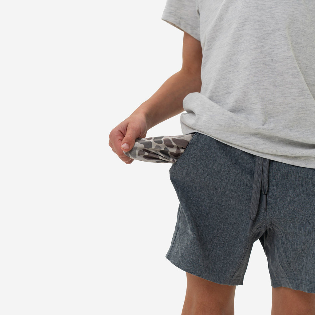 Youth Athletic Short - Grizzly Grey - Deer Camo Liner