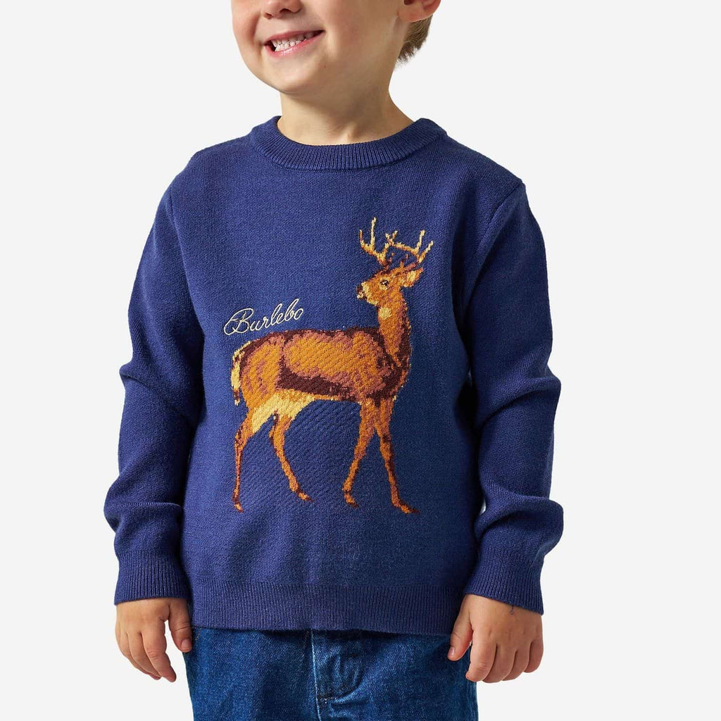 Youth Cabin Sweater - Navy Deer