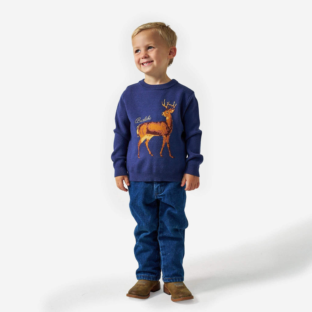 Youth Cabin Sweater - Navy Deer