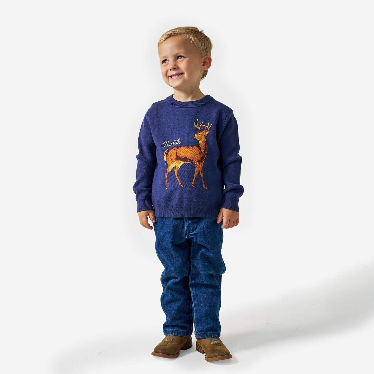 Youth Cabin Sweater - Navy Deer