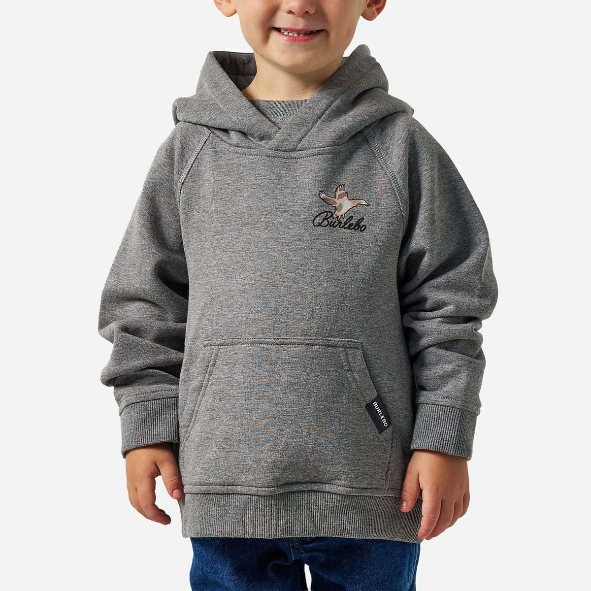Youth Fleece Hoodie - Ducks Flying In - Dark Heather Grey