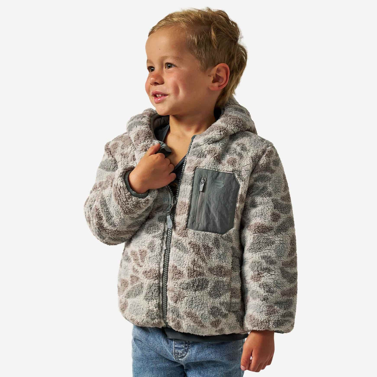 Youth Mountain Fleece - Reversible Hoodie Jacket - Classic Deer Camo