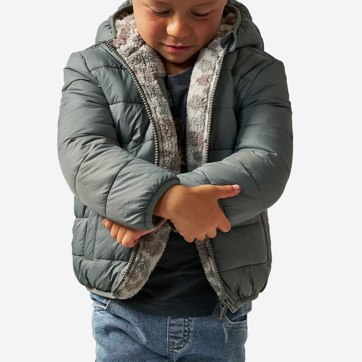 Youth Mountain Fleece - Reversible Hoodie Jacket - Classic Deer Camo