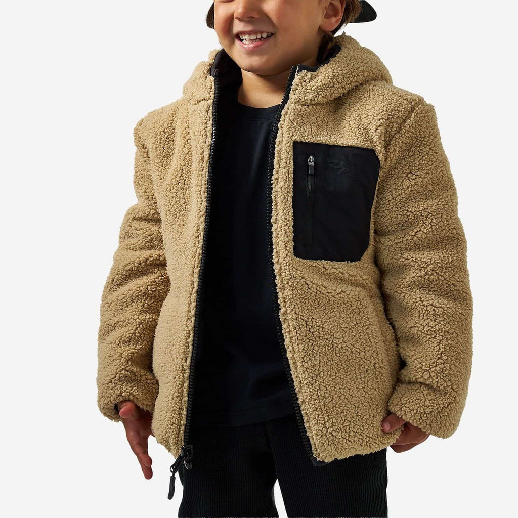 Youth Mountain Fleece - Reversible Hoodie Jacket - Tan