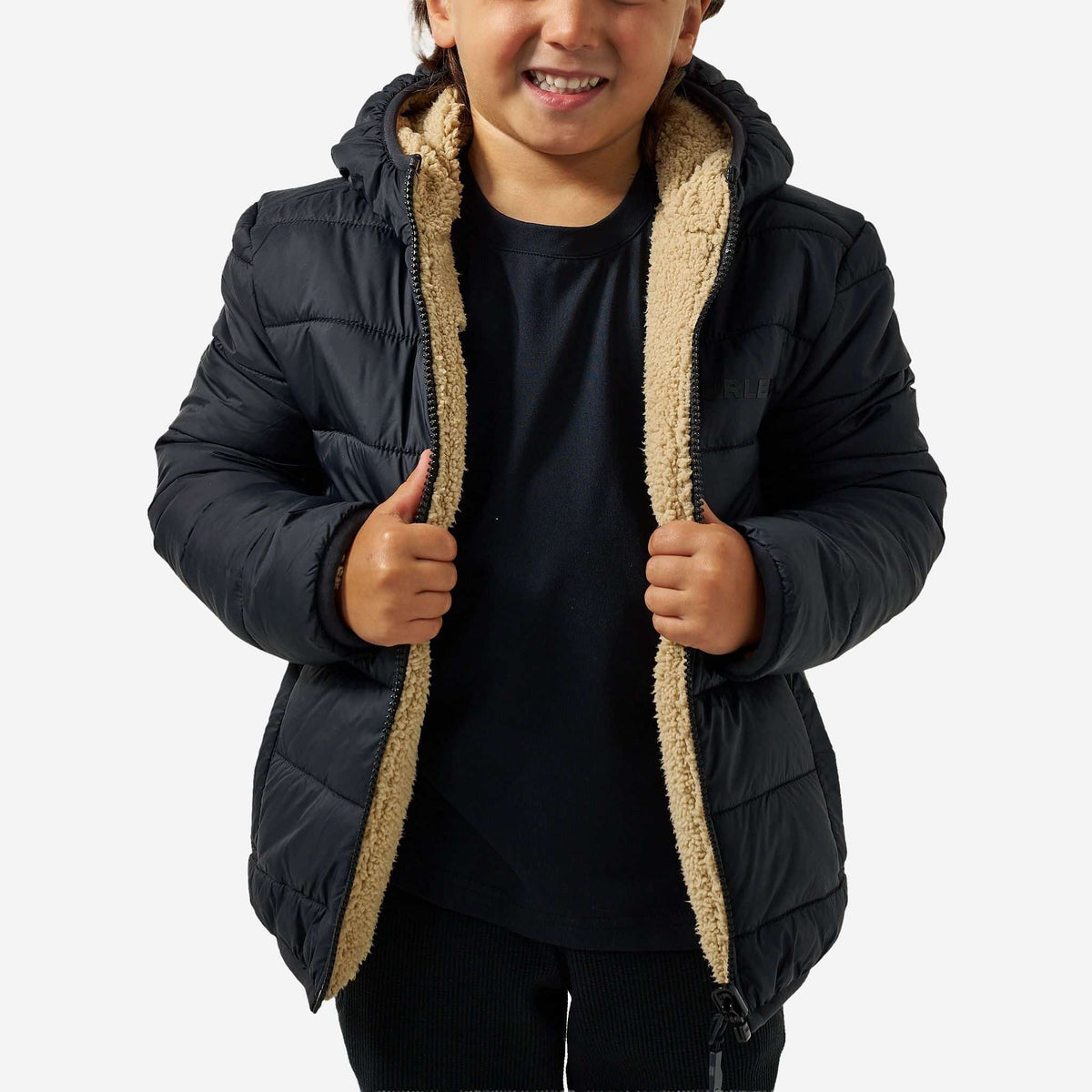 Youth Mountain Fleece - Reversible Hoodie Jacket - Tan