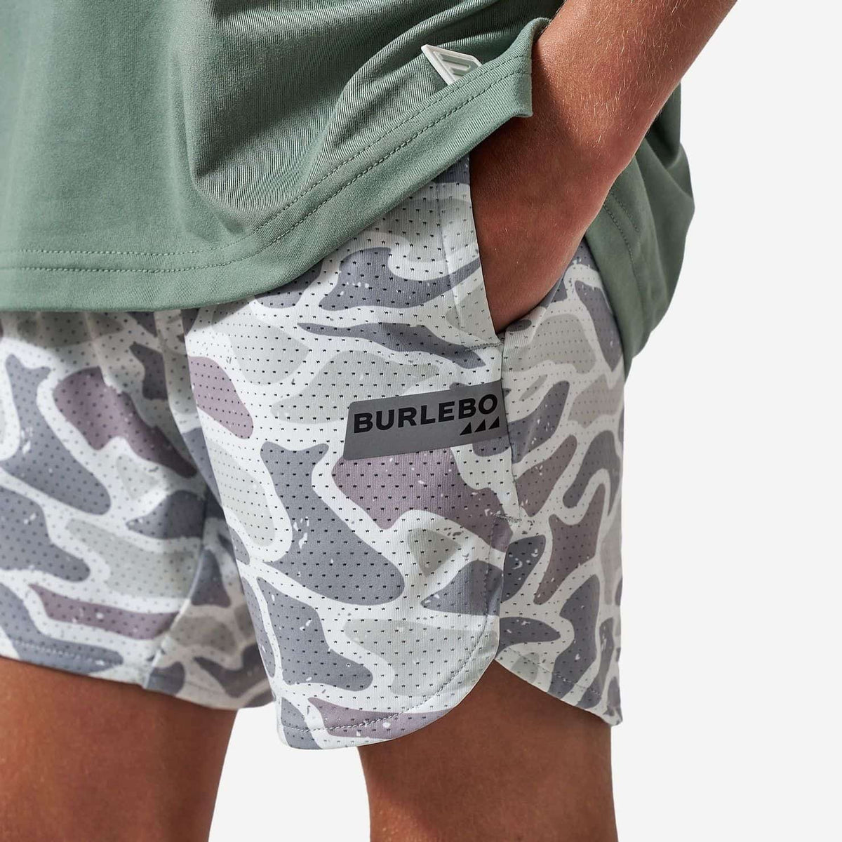 Youth Mesh Training Shorts - White Camo