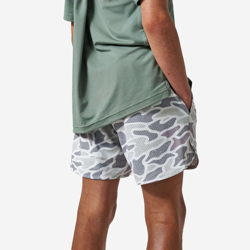 Youth Mesh Training Shorts - White Camo