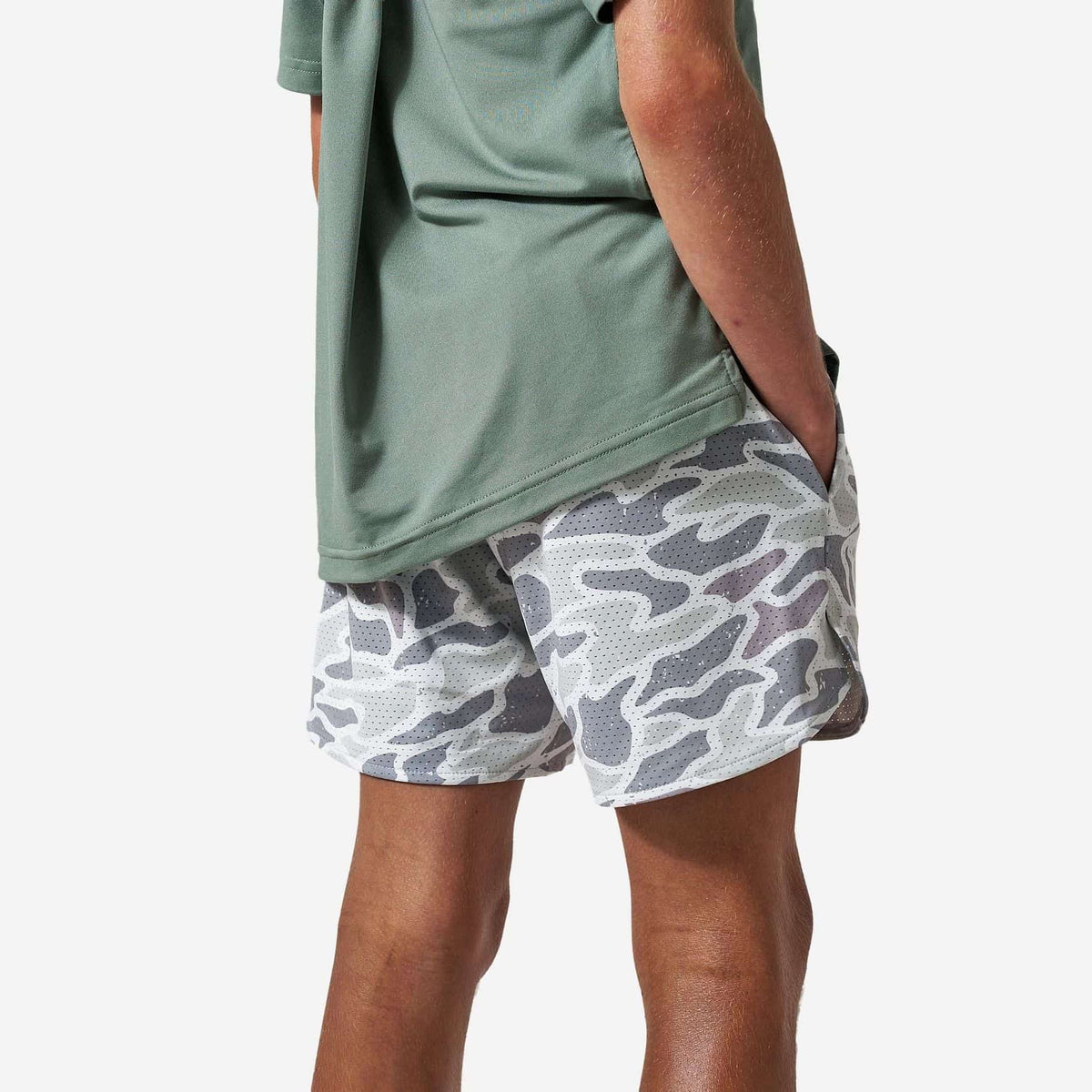 Youth Mesh Training Shorts - White Camo