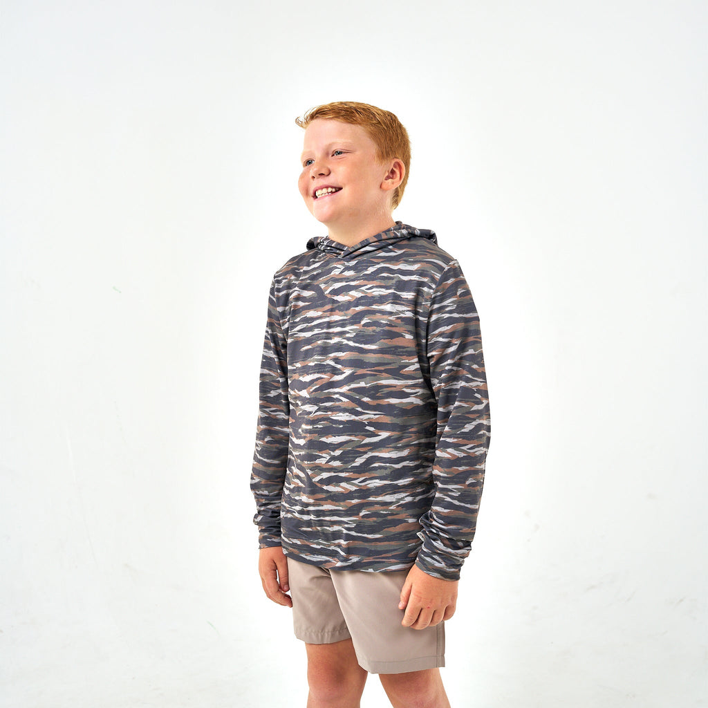 Youth Performance Hoodie - Tiger Stripe Camo - Wetland