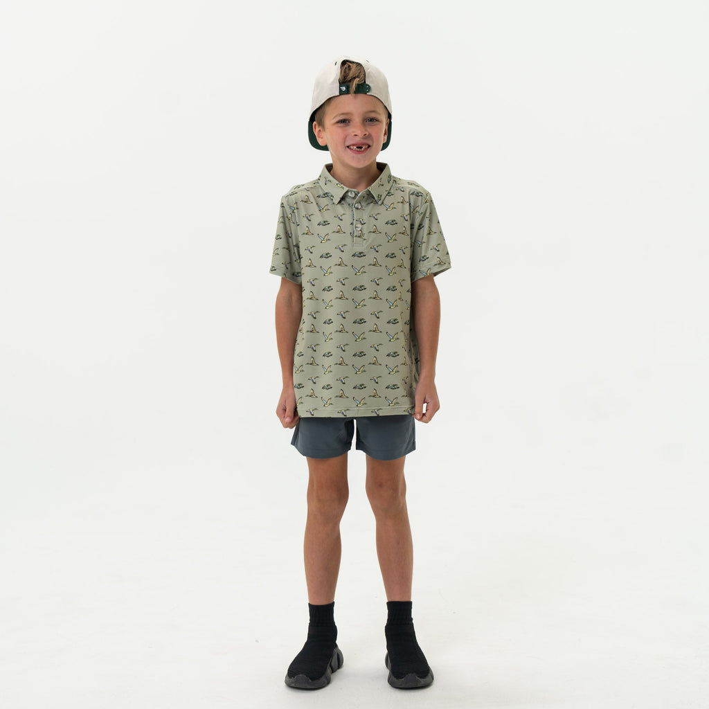Youth Performance Polo - Flying Ducks Green
