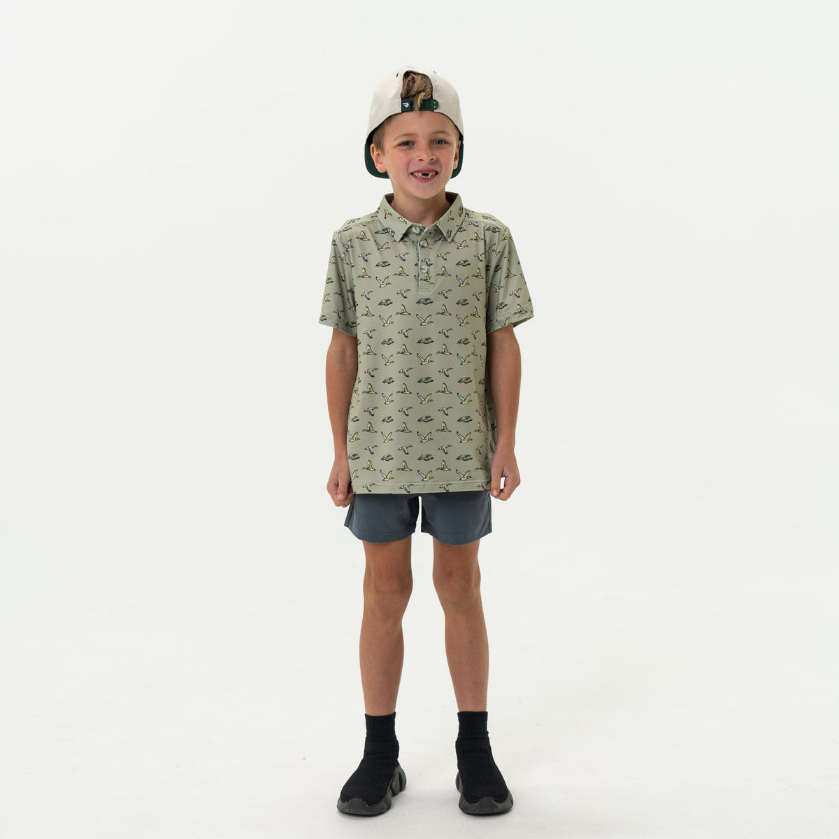 Youth Performance Polo - Flying Ducks Green