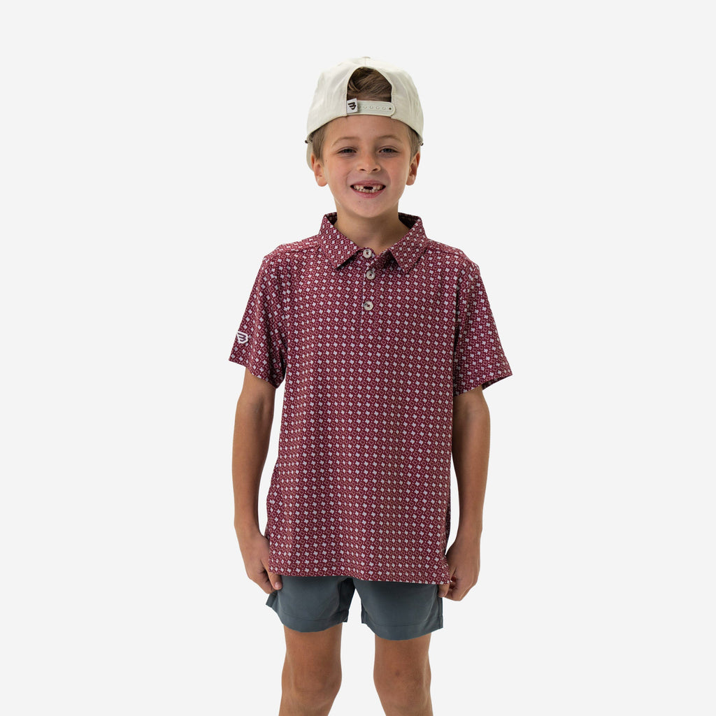 Youth Performance Polo - Texas - Maroon & Grey