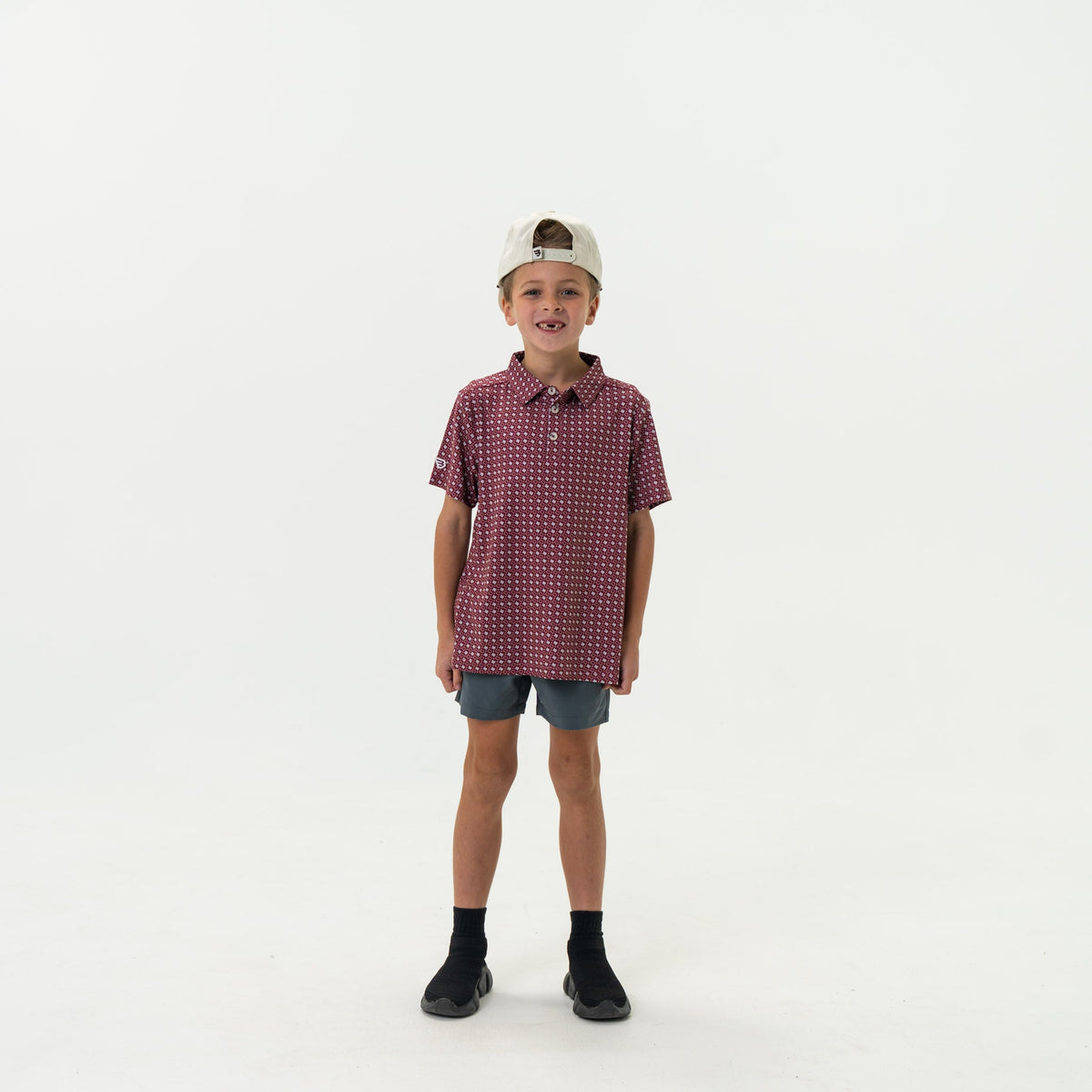 Youth Performance Polo - Texas - Maroon & Grey