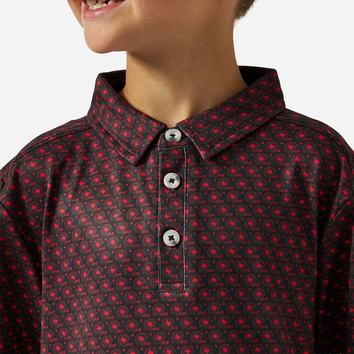 Youth Performance Polo - Vintage Helmets - Black and Red