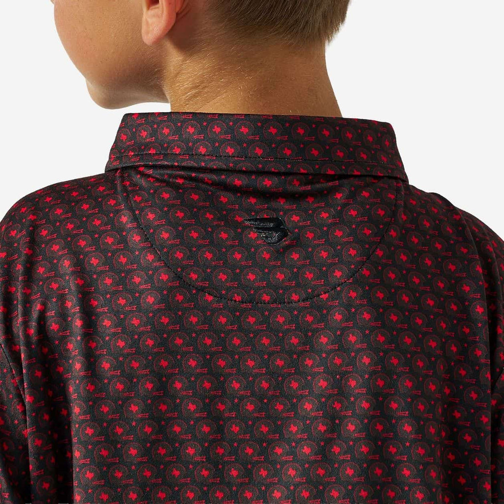 Youth Performance Polo - Vintage Helmets - Black and Red