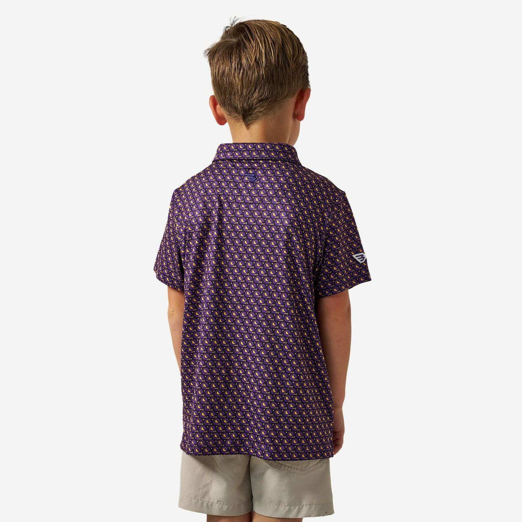 Youth Performance Polo - Vintage Helmets - Purple and Yellow