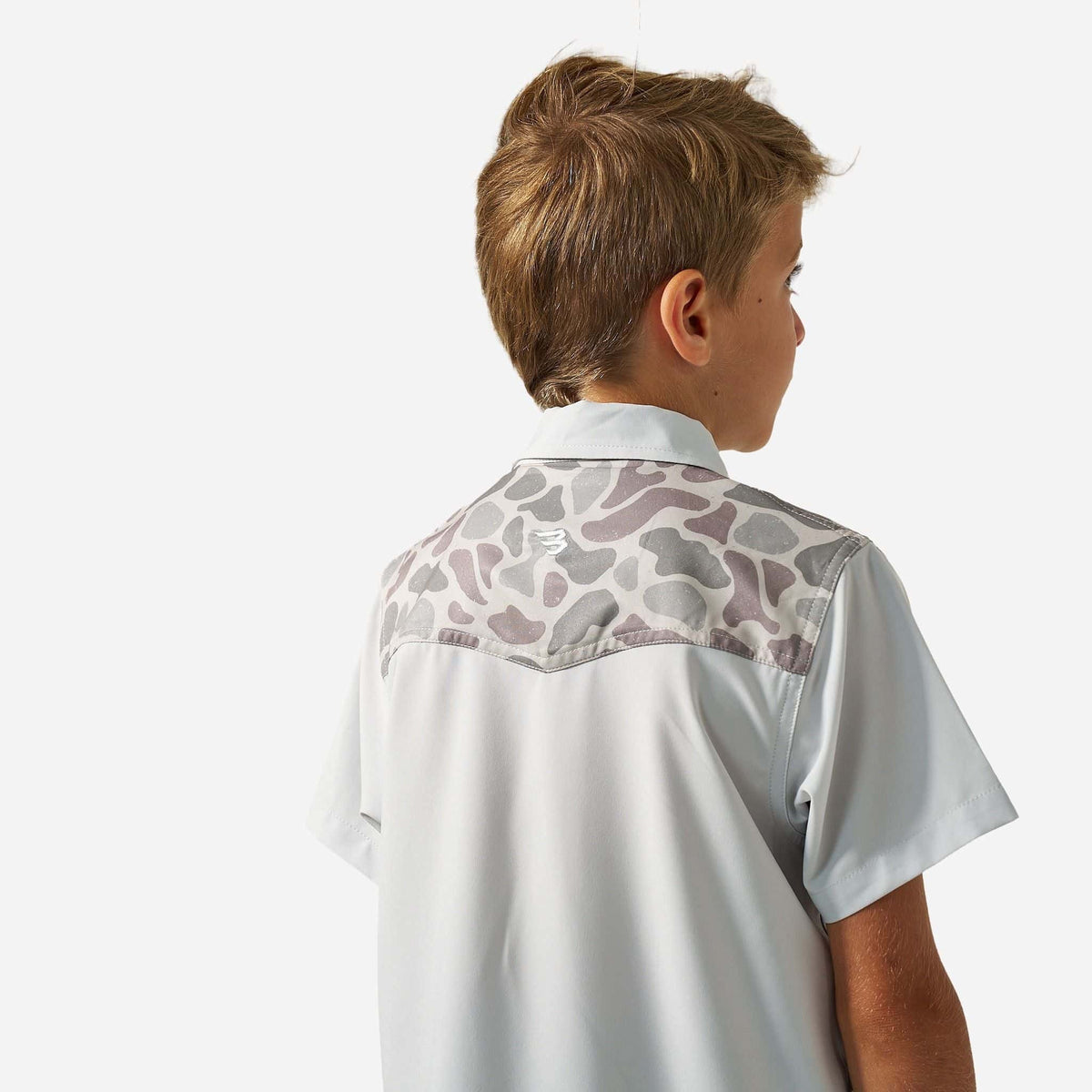 Youth Performance Western Shirt - Bird SZN - Light Grey & Classic Deer Camo