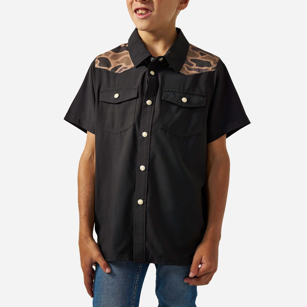 Youth Performance Western Shirt - Deer SZN - Black & Gauge Camo