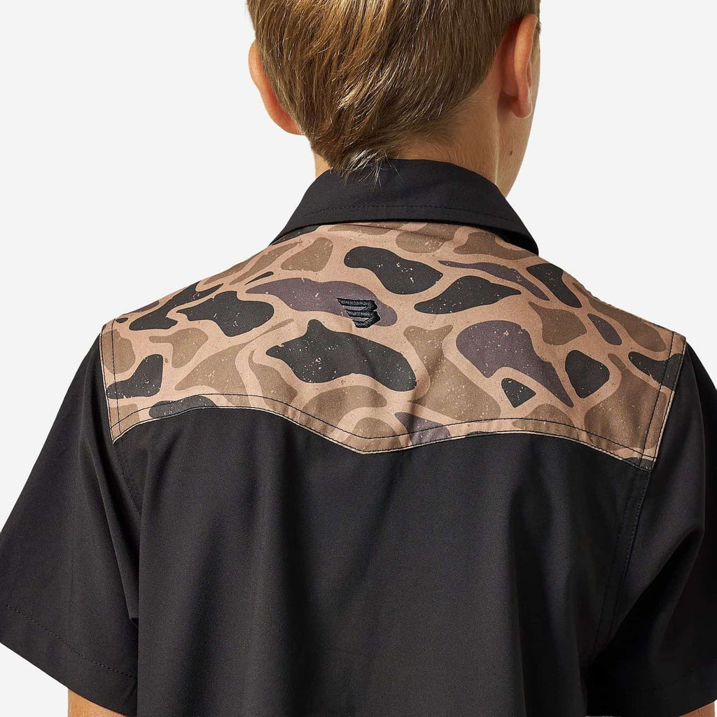 Youth Performance Western Shirt - Deer SZN - Black & Gauge Camo