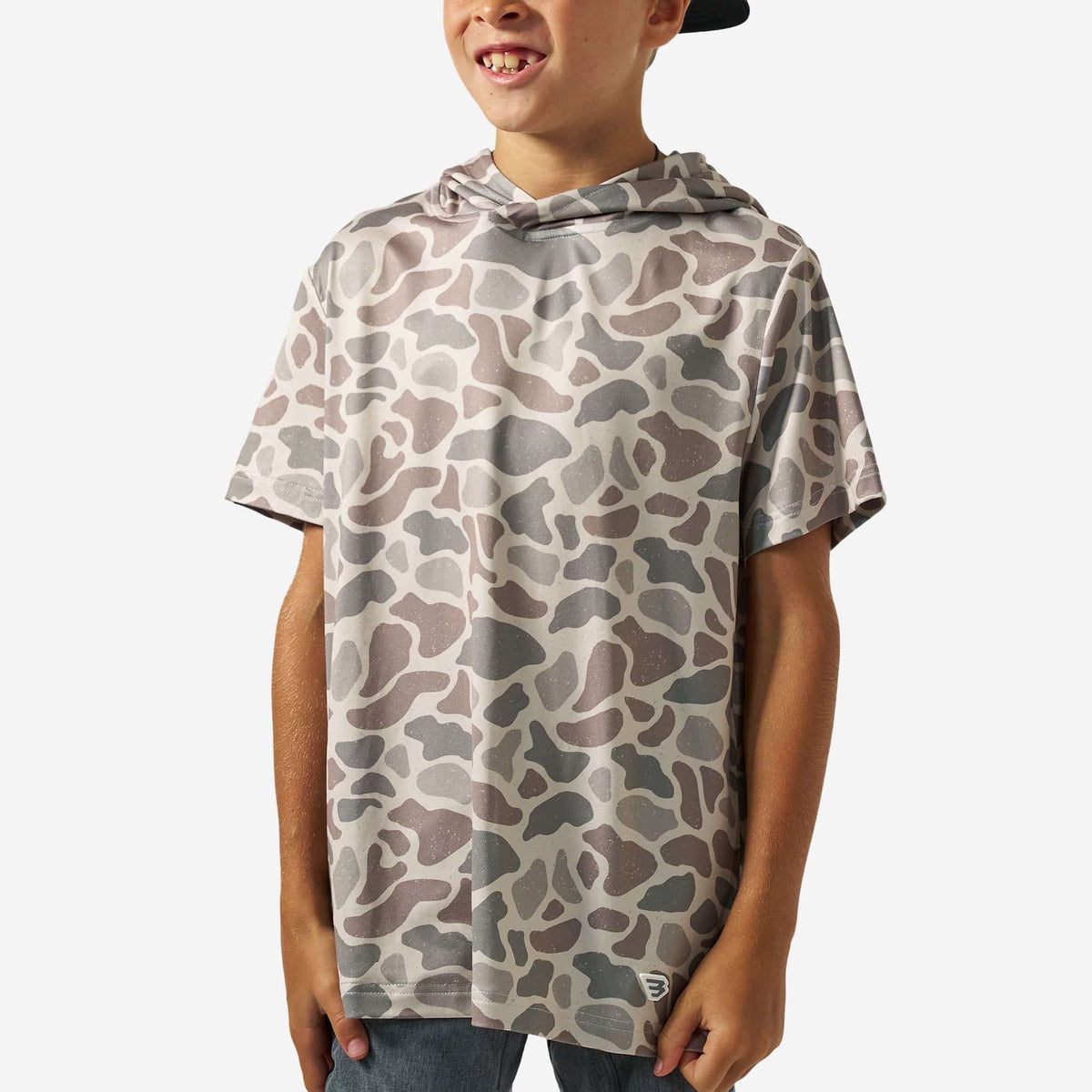 Youth Short Sleeve Performance Hoodie - Classic Deer Camo