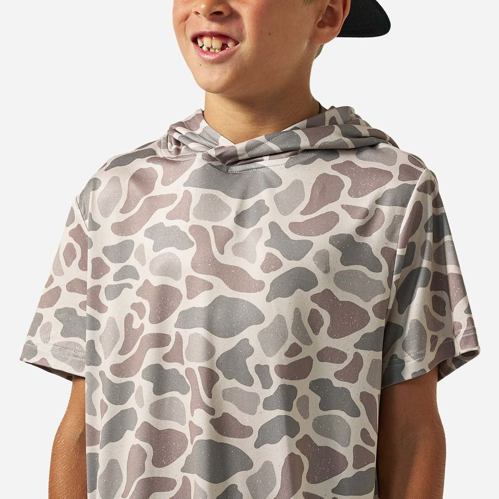 Youth Short Sleeve Performance Hoodie - Classic Deer Camo